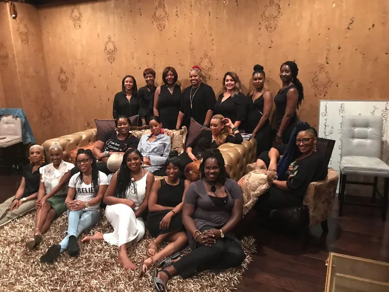 Sacred women gathered together for a group portrait